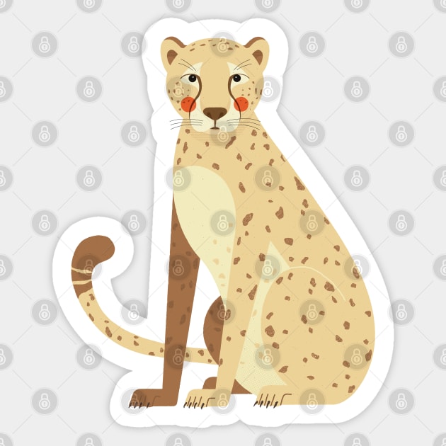 Cheetah, African Wildlife Sticker by theprintedsparrow